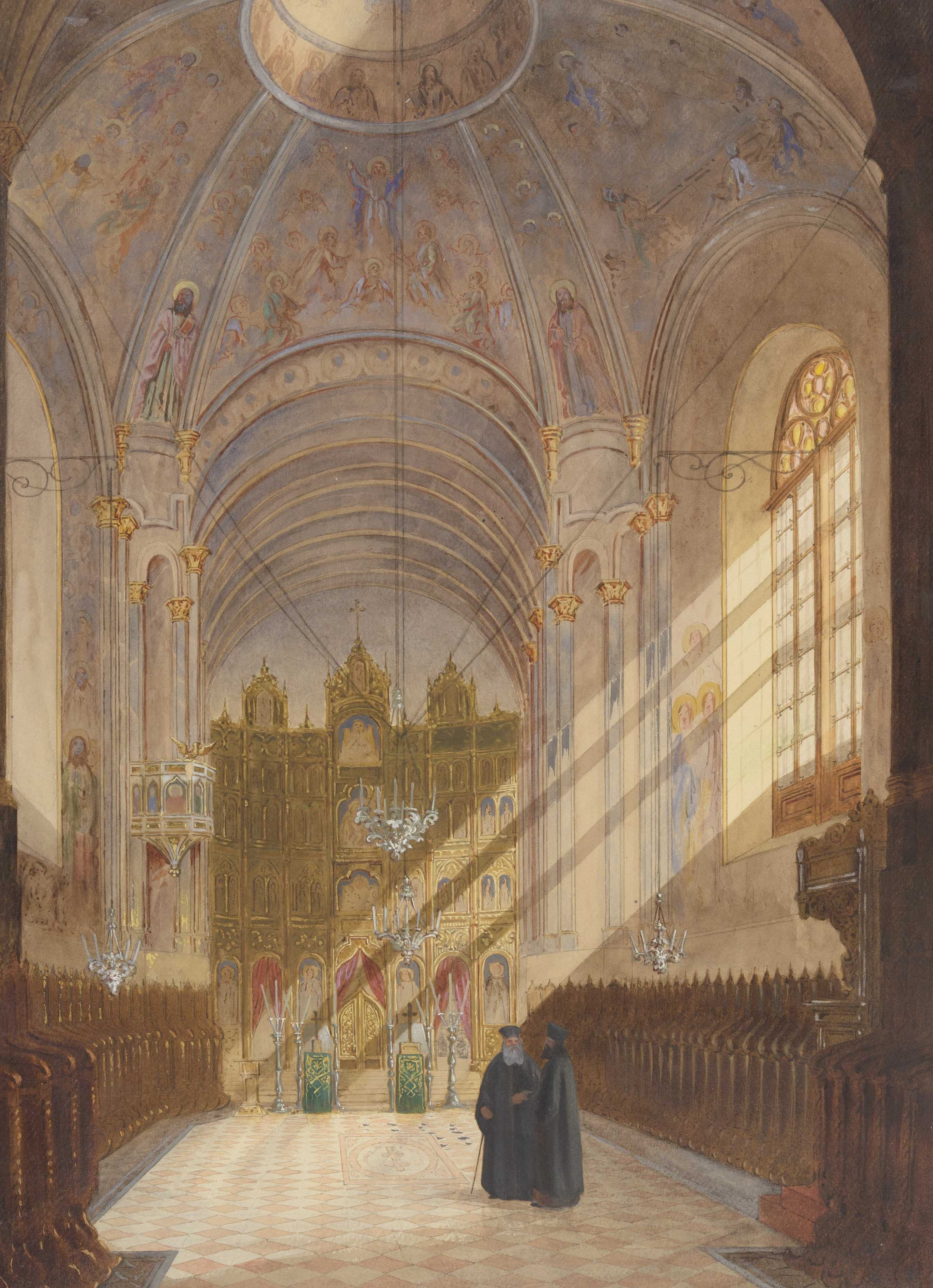 Henri Trenk, Interiorul Bisericii Sf. Spiridon Nou din Bucuresti, 1869
